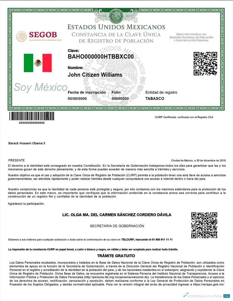 Download Mexico Registro de Poblacion de Mexico (CURP number) PSD template, version 2 Photoshop template
